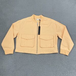 Nicole Miller Cropped Bomber Jacket Women M Orange Utility Full Zip NWT